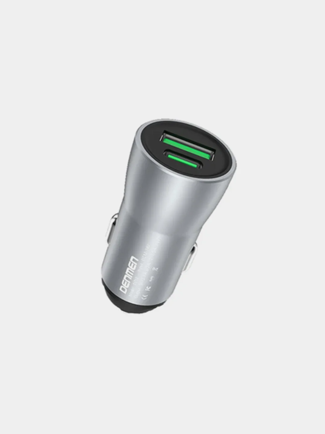 Серый автомобильное зарядное устройство Denmen DZ10, 1 USB/1 Type-C, 3.0 A