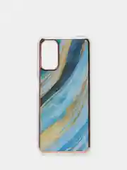 Лазурный чехол Xiaomi Poco M3 Pro, Redmi Note 10T силиконовый с мраморным рисунком и цветами