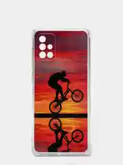 Оранжевый чехол Samsung Galaxy A71, Самсунг Галакси А71 силиконовый с рисунком и усиленными углами