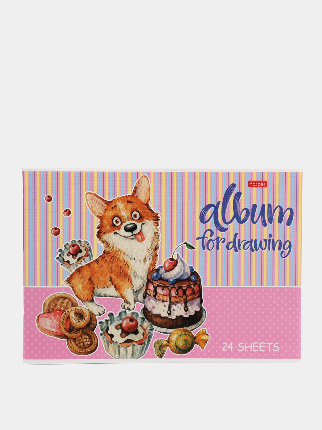 Конфетный альбом для рисования 24 листа, А4 скоба