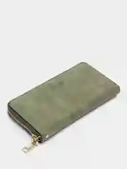 Зеленый женский кошелек, на молнии, с ремешком