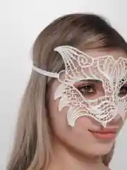 Белый бдсм маска для лица "Лиса" и "Кошка", кружевная