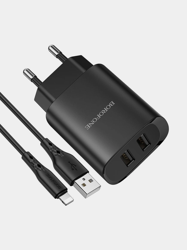 Сетевое зарядное устройство BOROFONE BN2 + кабель Type-C / Lightning/ Micro, 2 USB