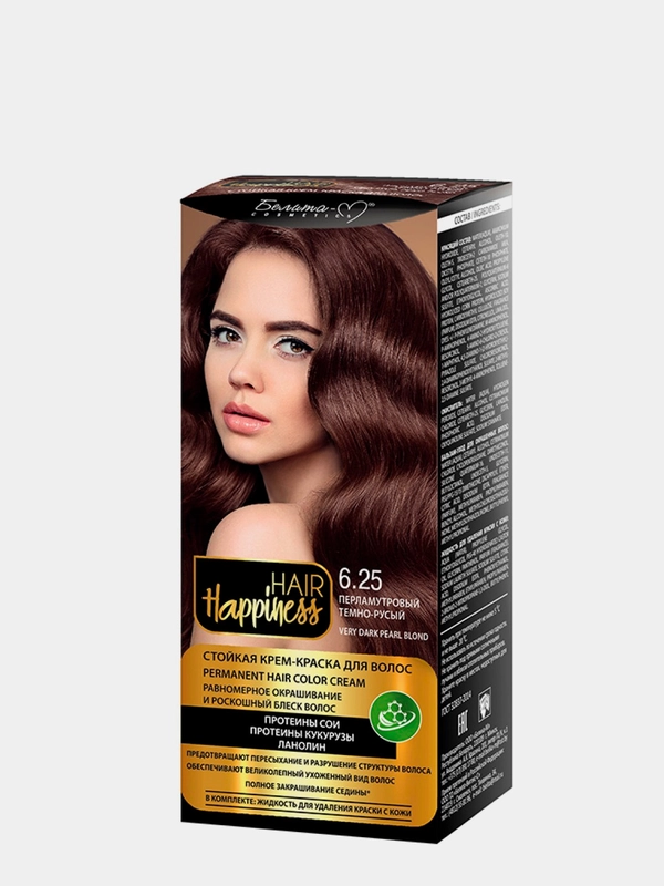 Стойкая крем-краска для волос Белита М "Hair Happiness" №6.25, перламутровый темно-русый