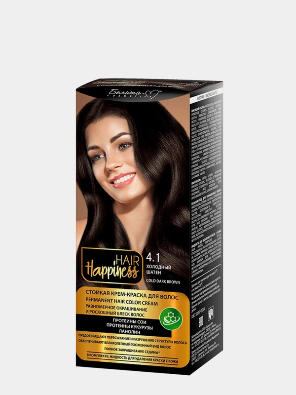 Белита М/Стойкая крем-краска для волос "HAIR Happiness" №4.1 Холодный шатен