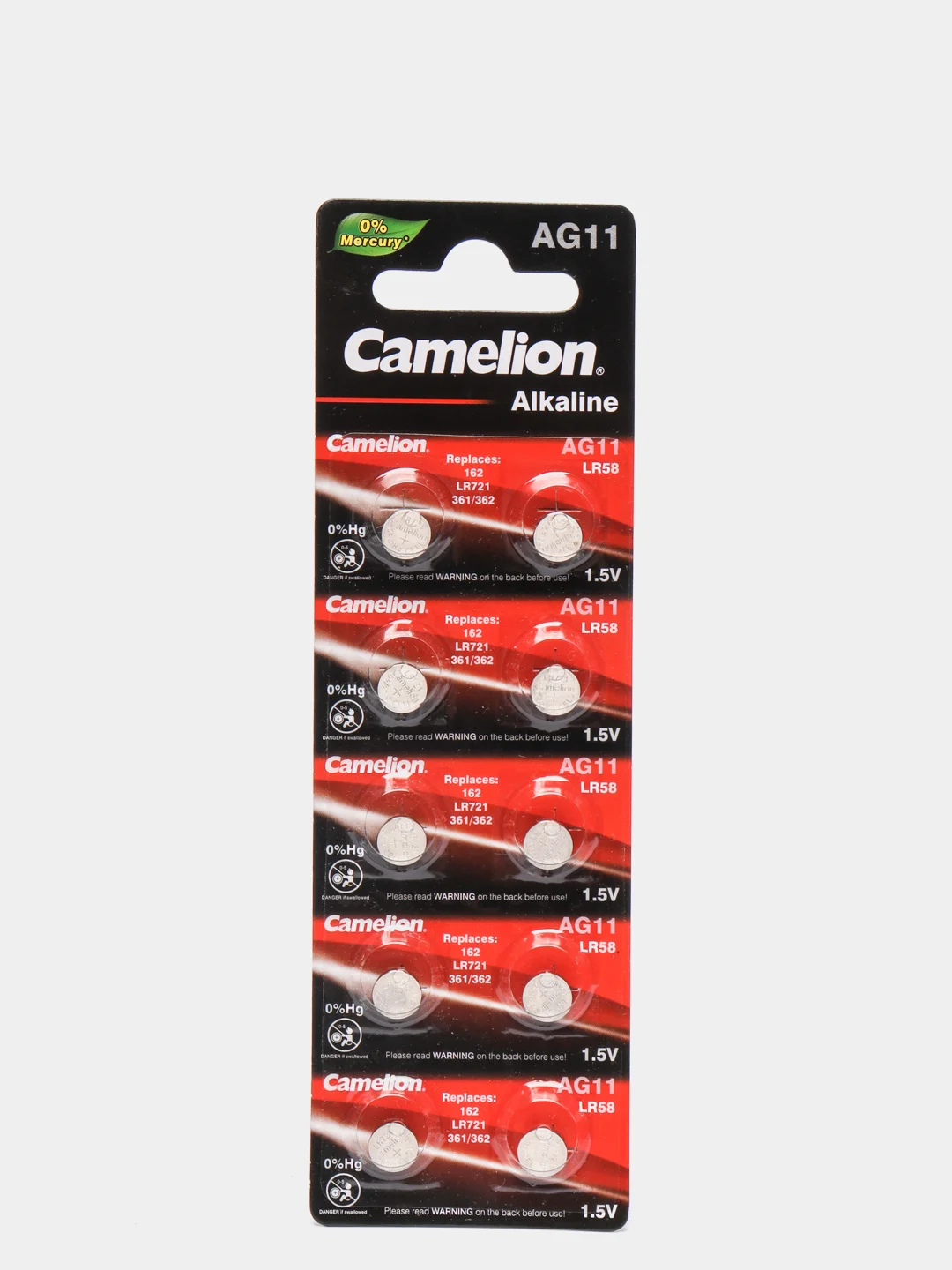 Батарейка Camelion G11, AG11, LR58, 162, LR721, 361/362, 10 штук