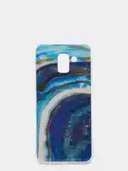 Синий чехол Samsung Galaxy J6, Самсунг Галакси Джи6 2018 силиконовый с мраморным рисунком