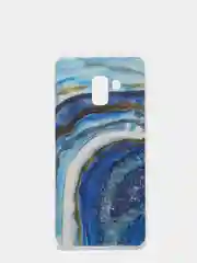 Синий чехол Samsung Galaxy A8+ / A8 Plus, Галакси А8+ / А8 Плюс силиконовый с мраморным рисунком