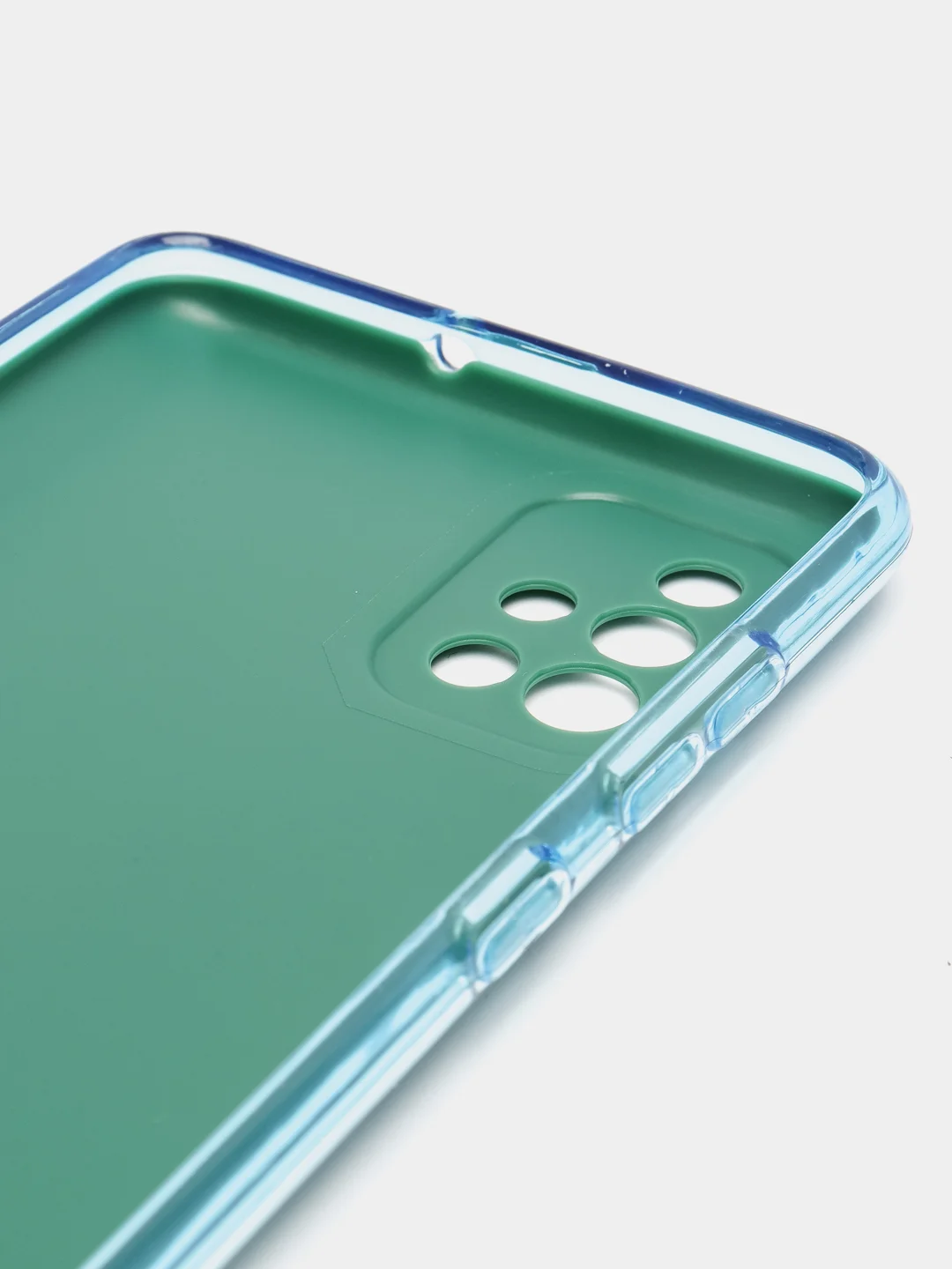 Голубой чехол Samsung Galaxy A51, Самсунг Галакси А51 с защитой камеры, блестящий