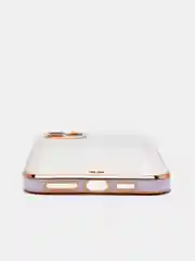 Сиреневый чехол-накладка для iPhone 11, 11 Pro, 11 ProMax, силиконовый, с золотым ободком