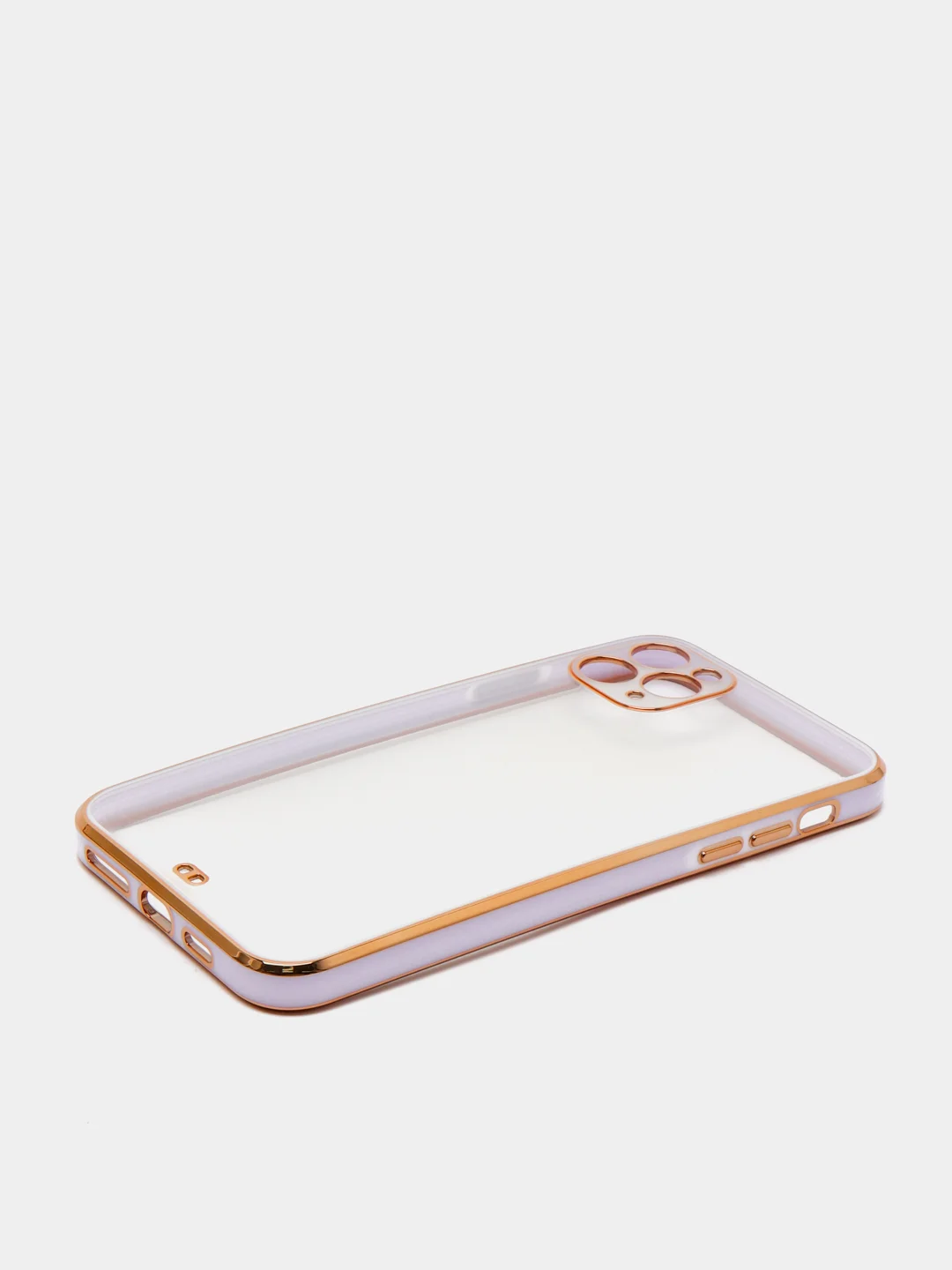 Сиреневый чехол-накладка для iPhone 11, 11 Pro, 11 ProMax, силиконовый, с золотым ободком