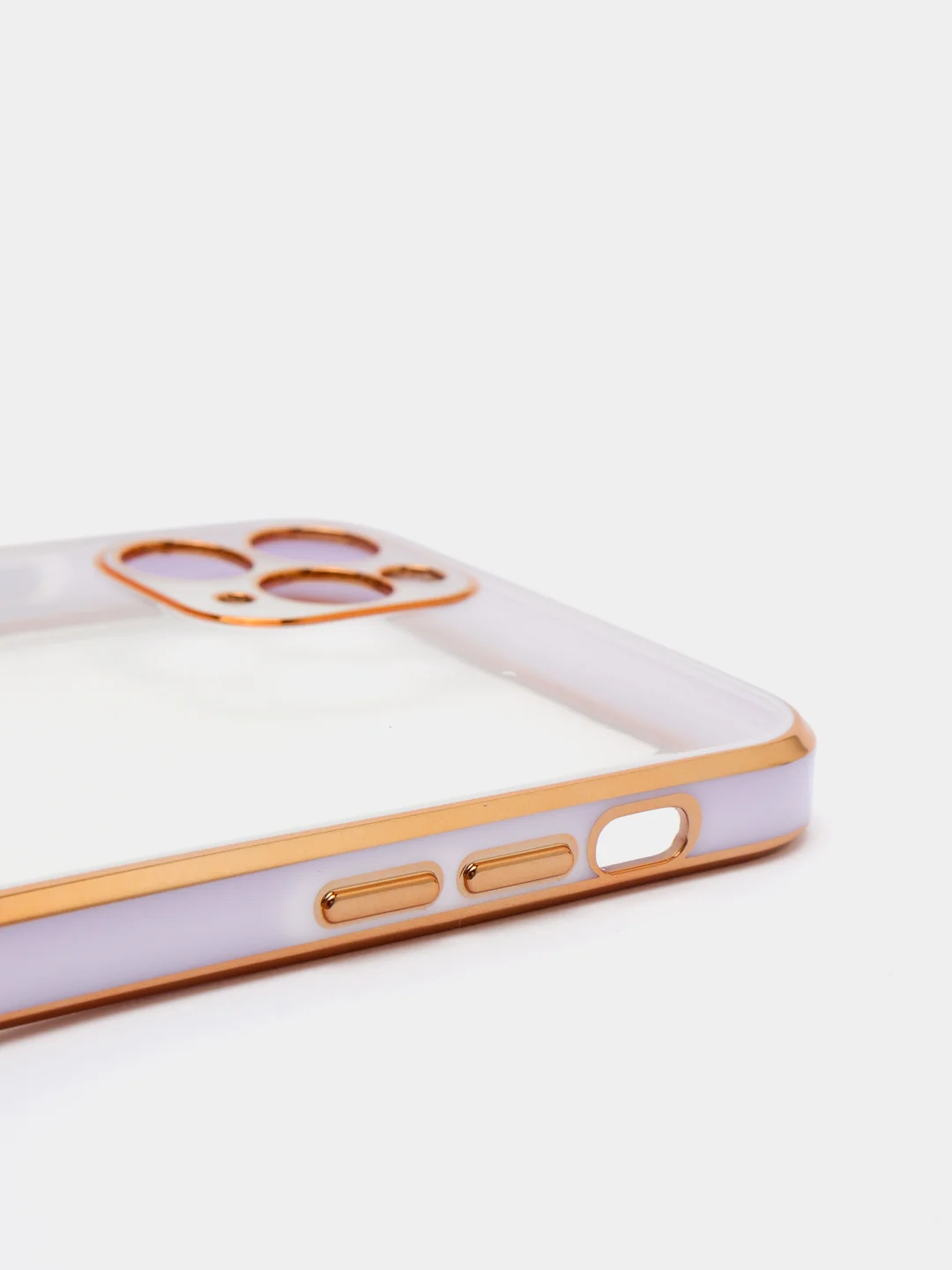 Сиреневый чехол-накладка для iPhone 11, 11 Pro, 11 ProMax, силиконовый, с золотым ободком