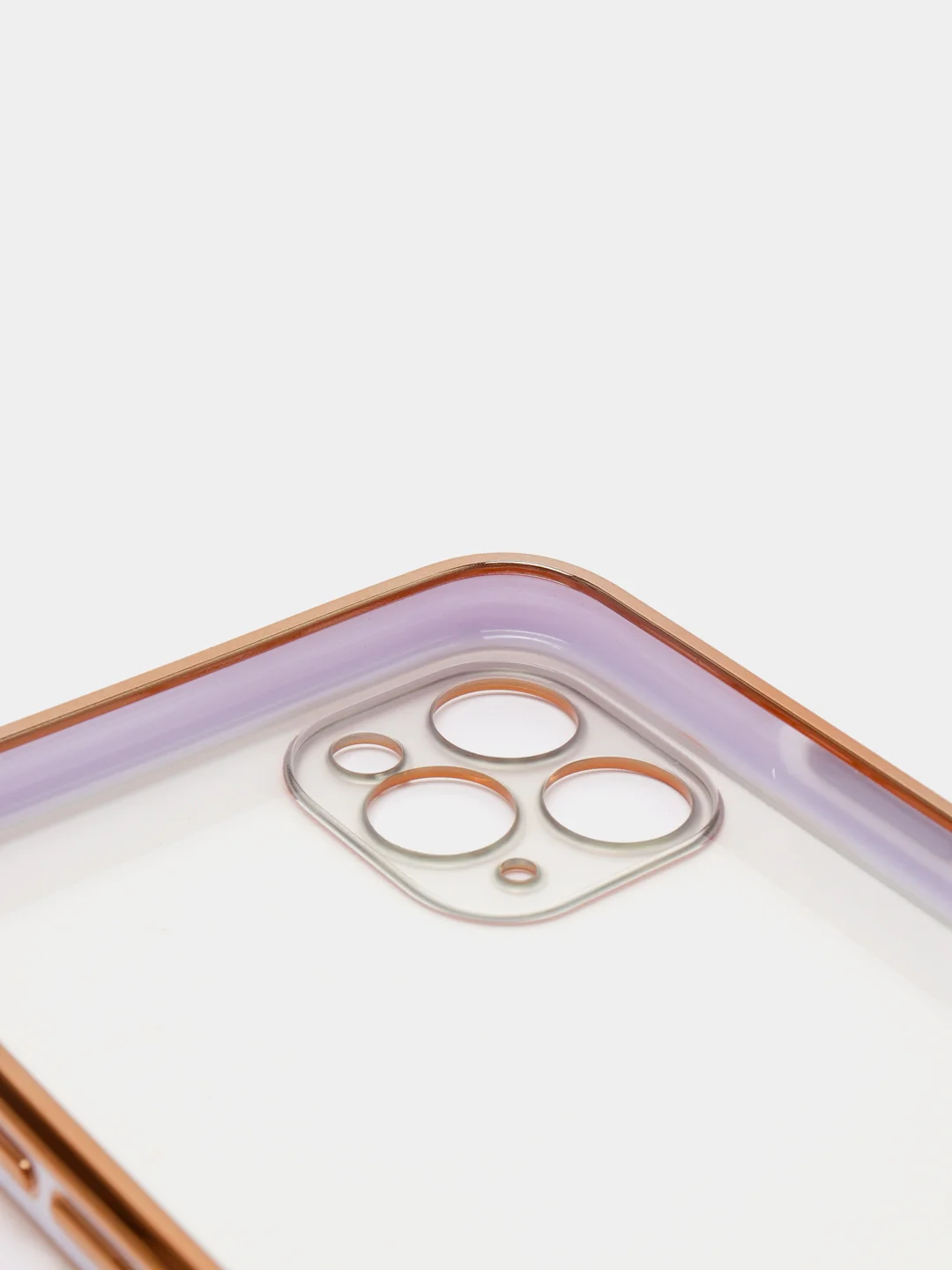 Сиреневый чехол-накладка для iPhone 11, 11 Pro, 11 ProMax, силиконовый, с золотым ободком