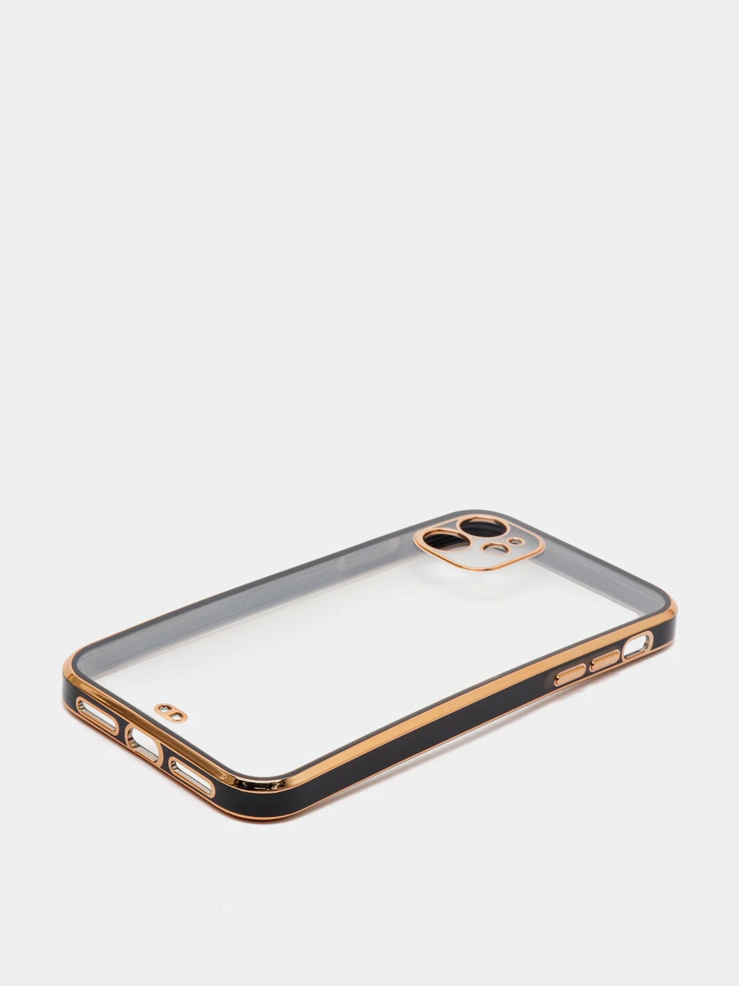 Черный чехол-накладка для iPhone 11, 11 Pro, 11 ProMax, силиконовый, с золотым ободком