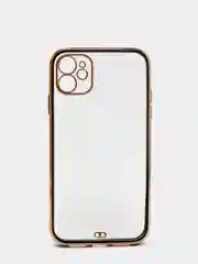 Черный чехол-накладка для iPhone 11, 11 Pro, 11 ProMax, силиконовый, с золотым ободком