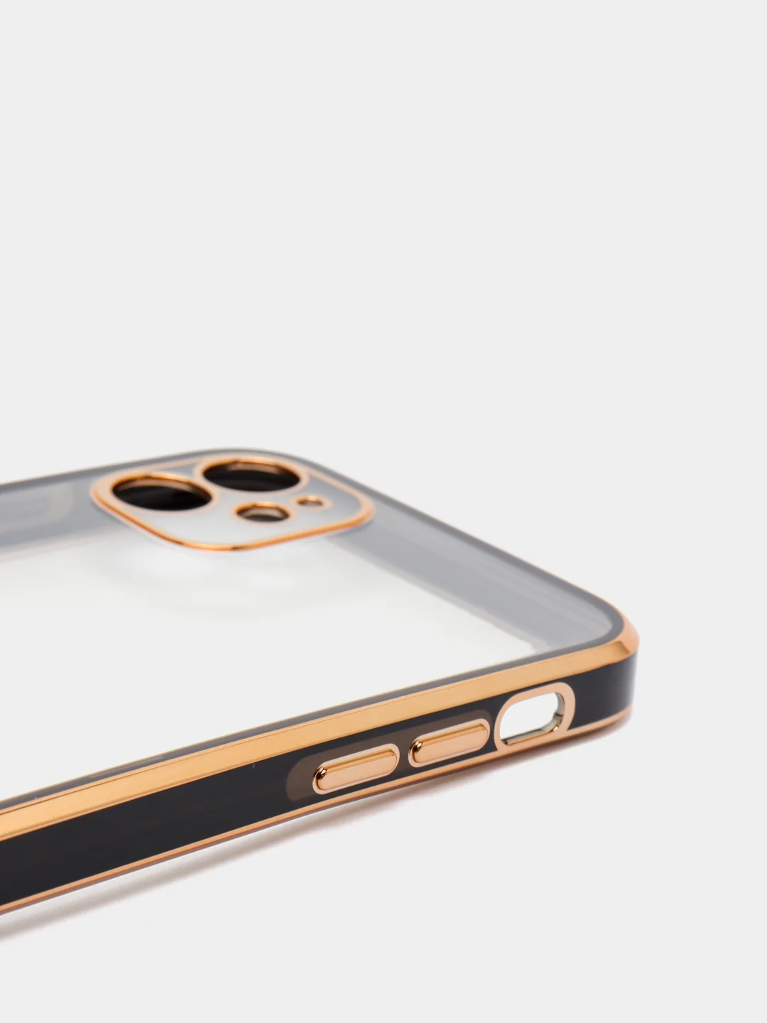 Черный чехол-накладка для iPhone 11, 11 Pro, 11 ProMax, силиконовый, с золотым ободком
