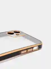 Черный чехол-накладка для iPhone 11, 11 Pro, 11 ProMax, силиконовый, с золотым ободком