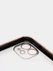 Черный чехол-накладка для iPhone 11, 11 Pro, 11 ProMax, силиконовый, с золотым ободком