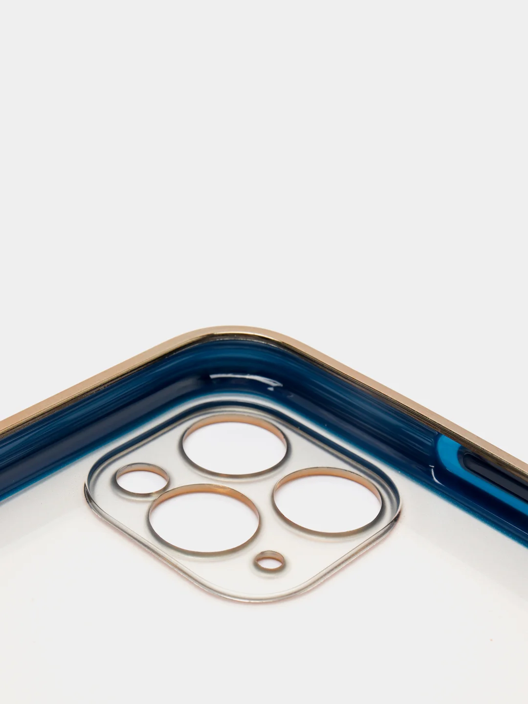 Синий чехол-накладка для iPhone 11, 11 Pro, 11 ProMax, силиконовый, с золотым ободком