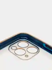 Синий чехол-накладка для iPhone 11, 11 Pro, 11 ProMax, силиконовый, с золотым ободком