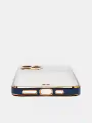 Синий чехол-накладка для iPhone 11, 11 Pro, 11 ProMax, силиконовый, с золотым ободком
