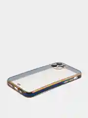 Синий чехол-накладка для iPhone 11, 11 Pro, 11 ProMax, силиконовый, с золотым ободком