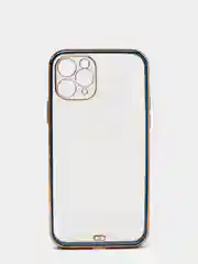 Синий чехол-накладка для iPhone 11, 11 Pro, 11 ProMax, силиконовый, с золотым ободком