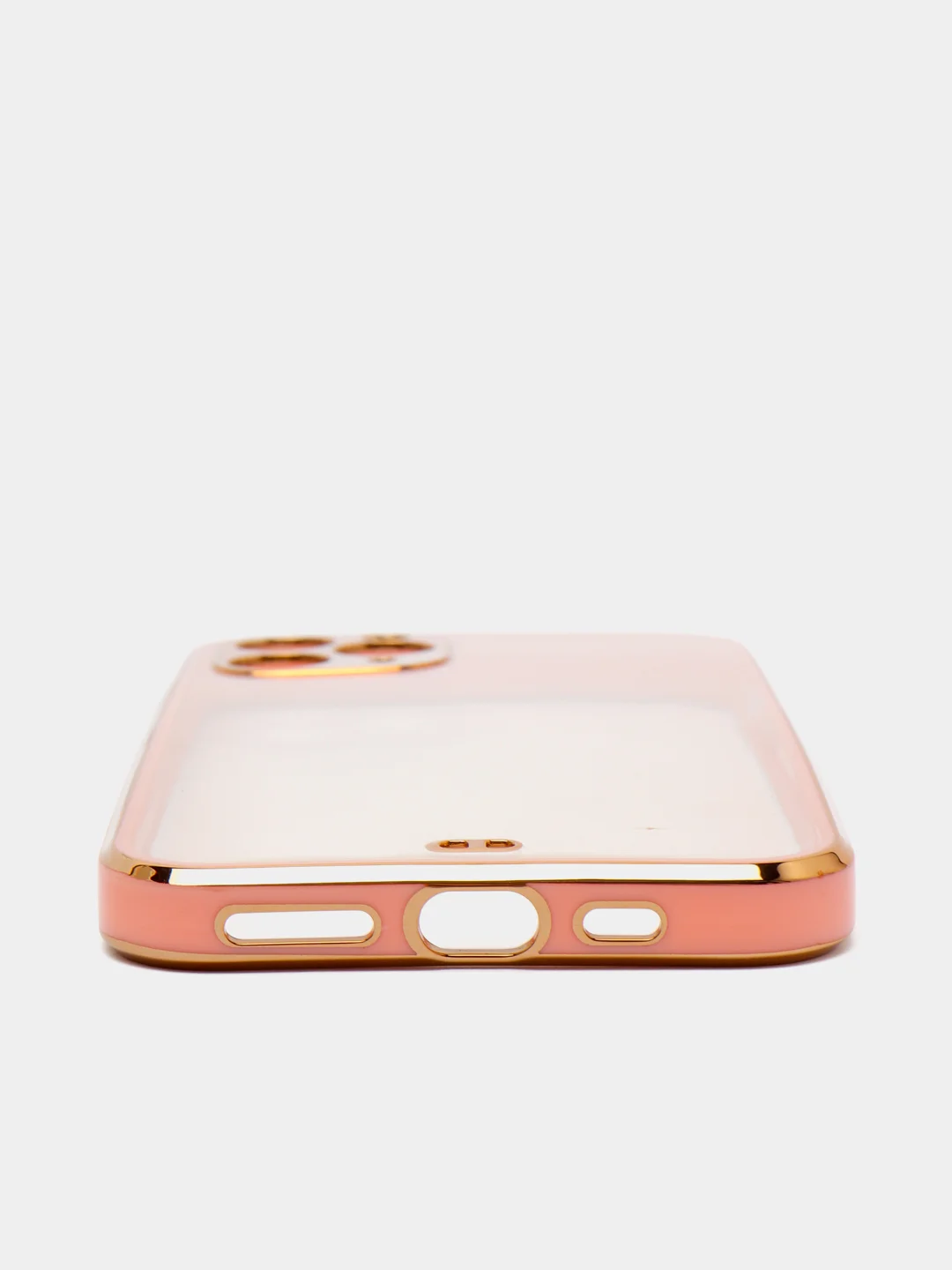 Розовый чехол-накладка для iPhone 11, 11 Pro, 11 ProMax, силиконовый, с золотым ободком