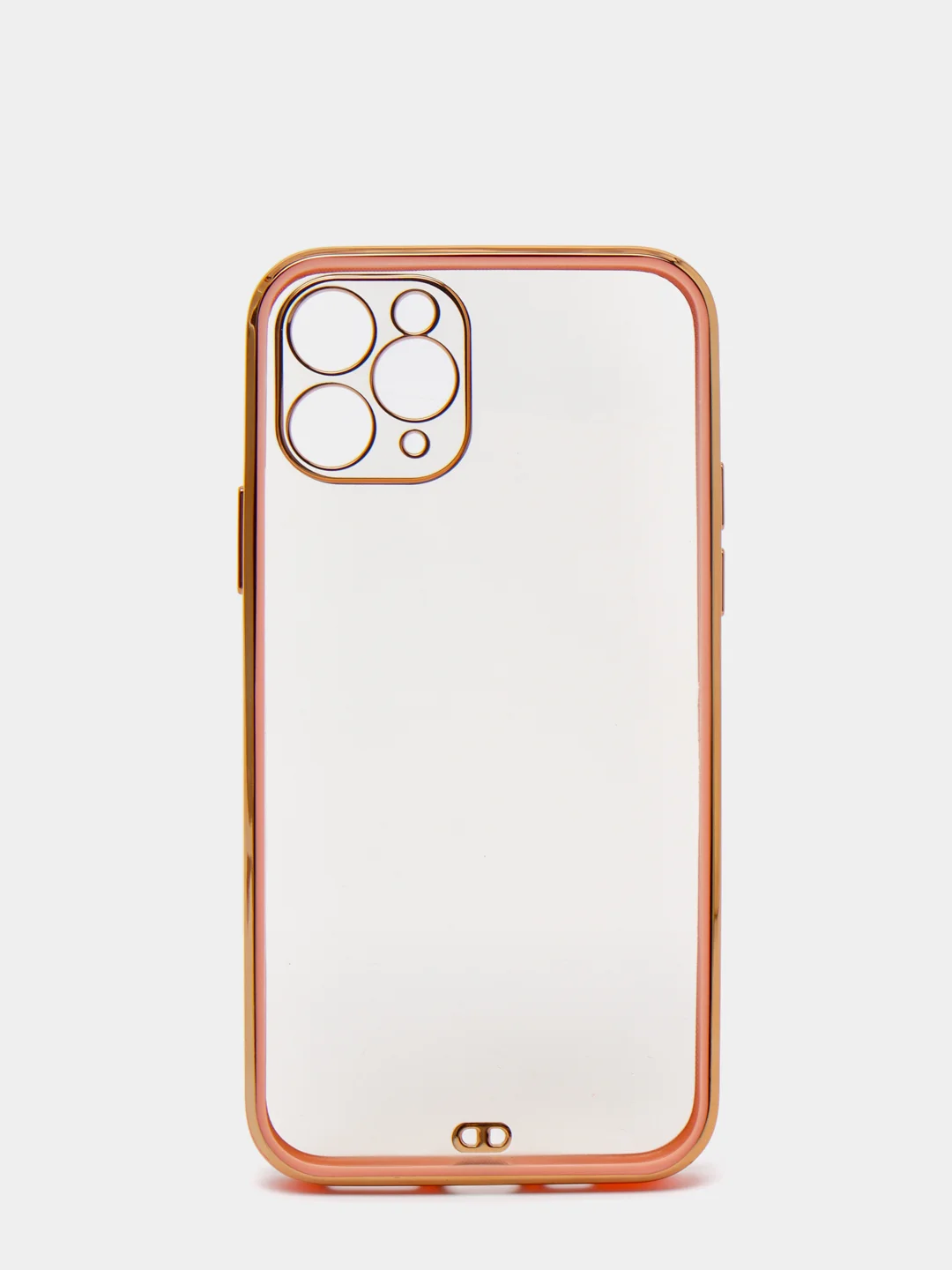 Розовый чехол-накладка для iPhone 11, 11 Pro, 11 ProMax, силиконовый, с золотым ободком