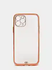 Розовый чехол-накладка для iPhone 11, 11 Pro, 11 ProMax, силиконовый, с золотым ободком
