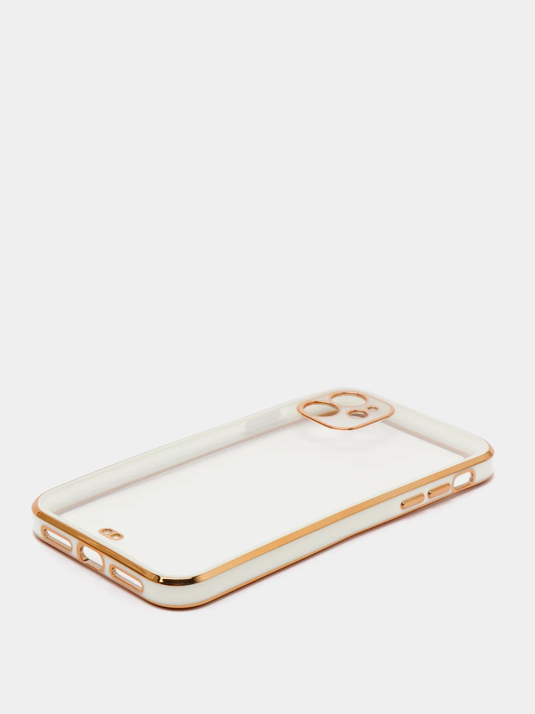 Белый чехол-накладка для iPhone 11, 11 Pro, 11 ProMax, силиконовый, с золотым ободком