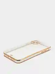 Белый чехол-накладка для iPhone 11, 11 Pro, 11 ProMax, силиконовый, с золотым ободком