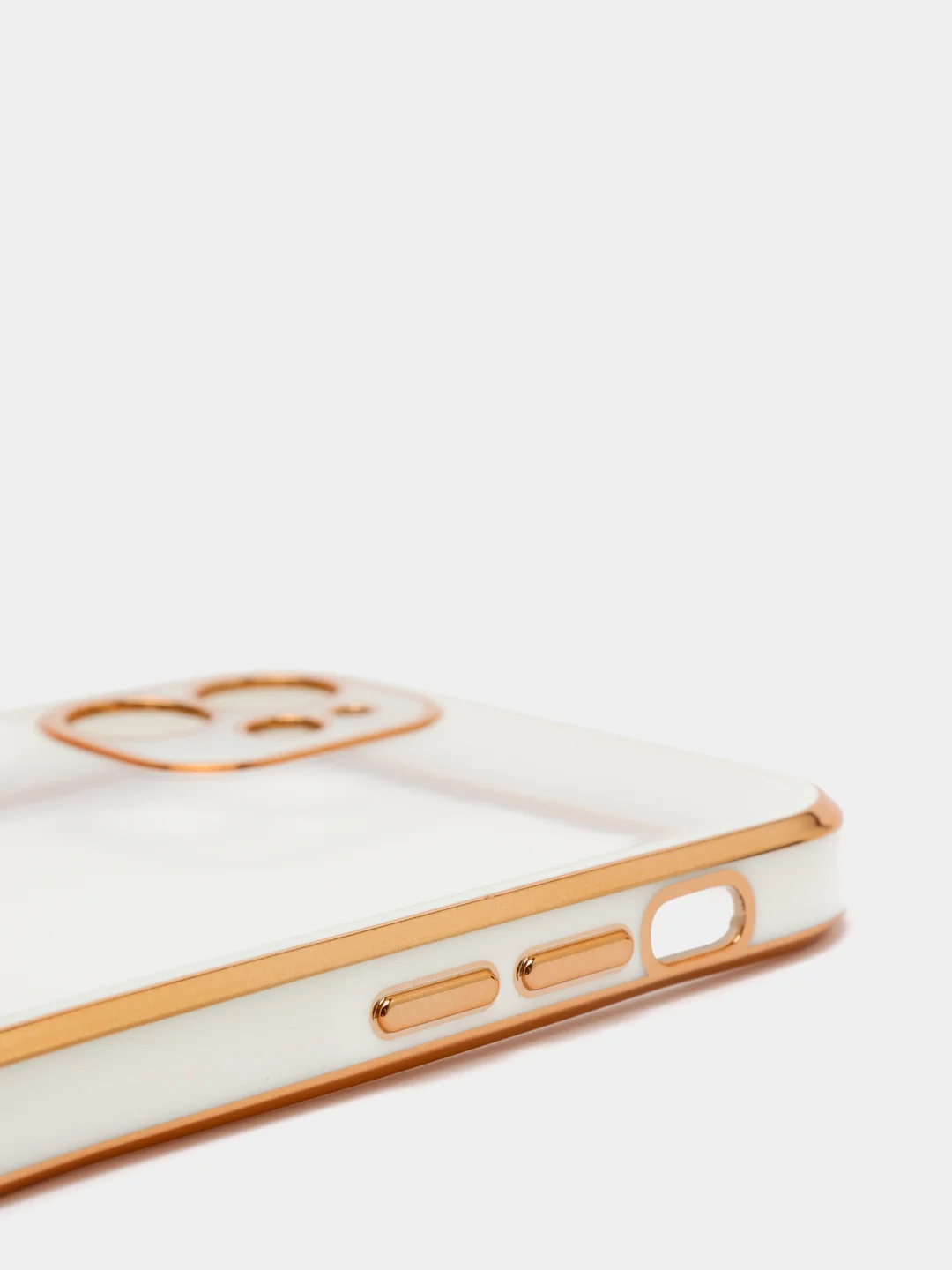 Белый чехол-накладка для iPhone 11, 11 Pro, 11 ProMax, силиконовый, с золотым ободком