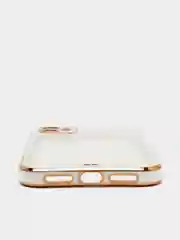 Белый чехол-накладка для iPhone 11, 11 Pro, 11 ProMax, силиконовый, с золотым ободком