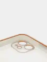 Белый чехол-накладка для iPhone 11, 11 Pro, 11 ProMax, силиконовый, с золотым ободком