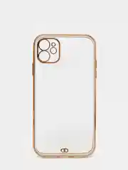 Белый чехол-накладка для iPhone 11, 11 Pro, 11 ProMax, силиконовый, с золотым ободком