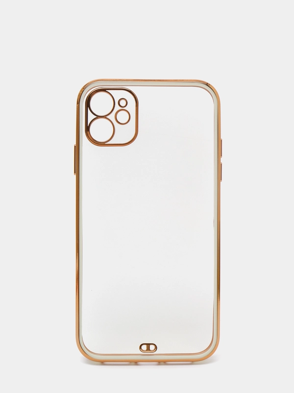 Чехол-накладка для iPhone 11, 11 Pro, 11 ProMax, силиконовый, с золотым ободком