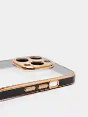Черный чехол Накладка силиконовая с металическим ободком iPhone 13mini /13 /13pro /13proMax