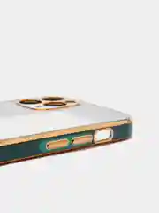 Зеленый чехол-накладка для iPhone 11, 11 Pro, 11 ProMax, силиконовый, с золотым ободком