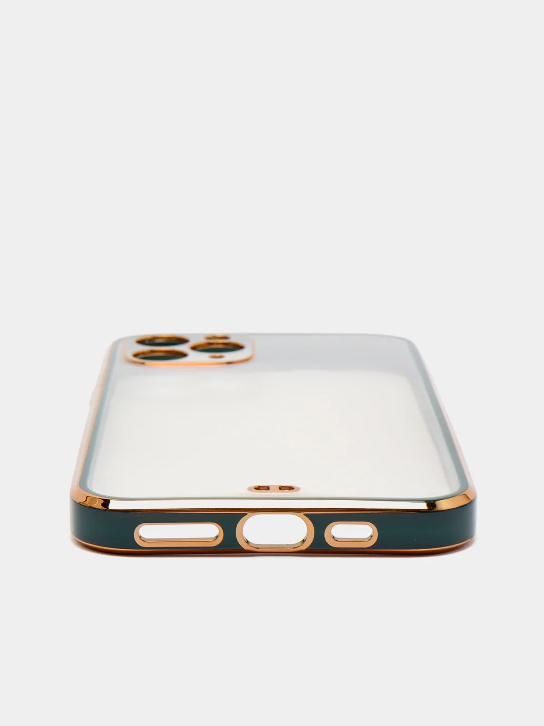 Зеленый чехол-накладка для iPhone 11, 11 Pro, 11 ProMax, силиконовый, с золотым ободком