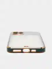 Зеленый чехол-накладка для iPhone 11, 11 Pro, 11 ProMax, силиконовый, с золотым ободком