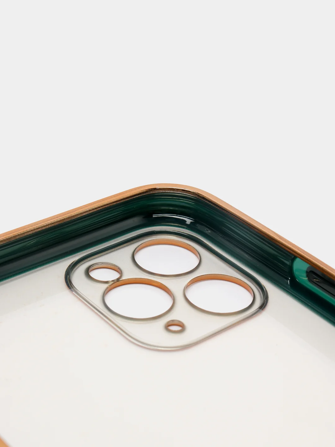 Зеленый чехол-накладка для iPhone 11, 11 Pro, 11 ProMax, силиконовый, с золотым ободком