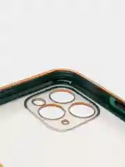 Зеленый чехол-накладка для iPhone 11, 11 Pro, 11 ProMax, силиконовый, с золотым ободком