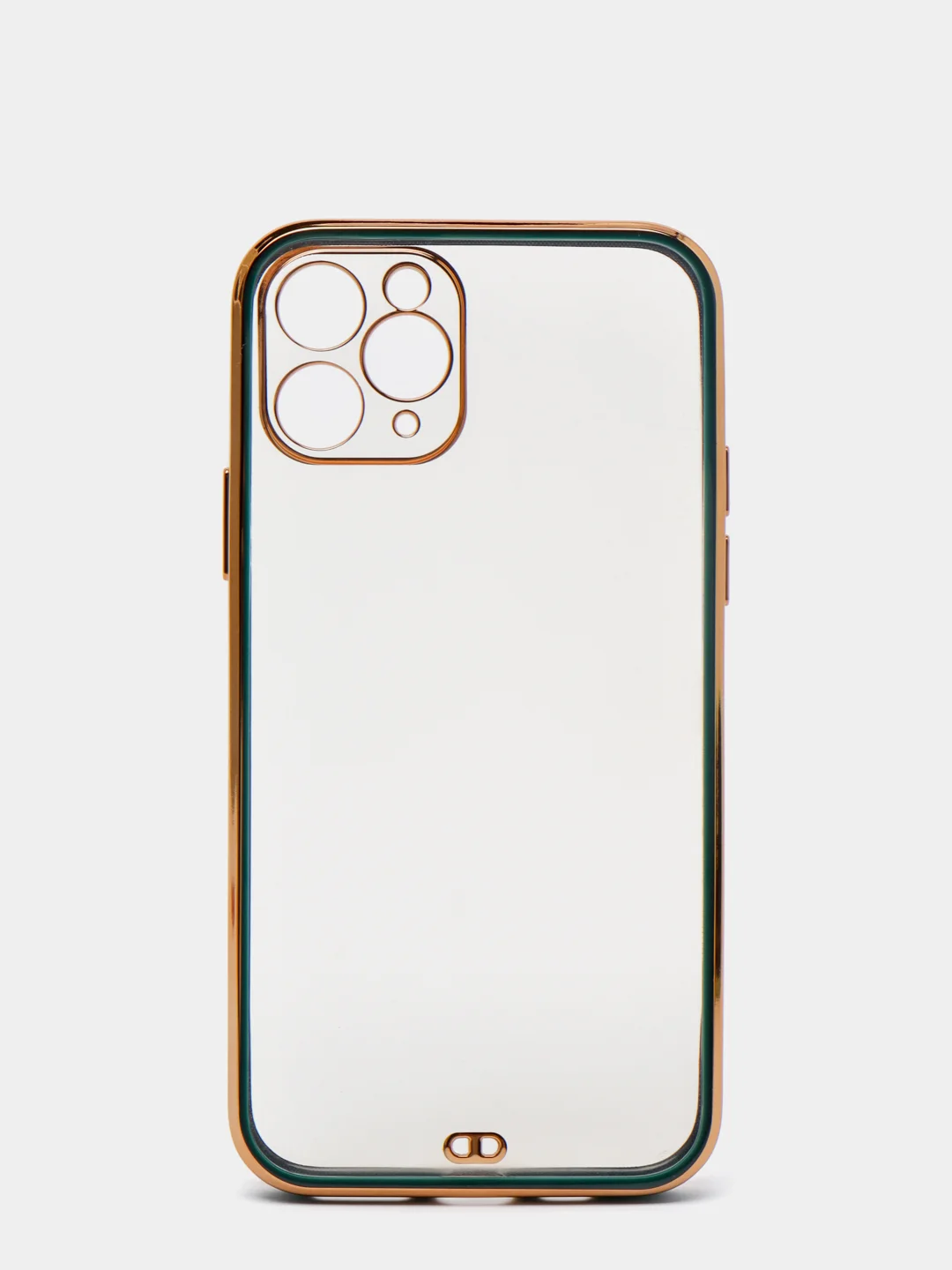 Зеленый чехол-накладка для iPhone 11, 11 Pro, 11 ProMax, силиконовый, с золотым ободком