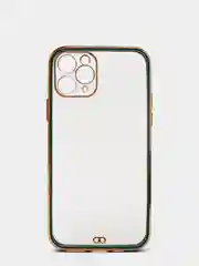 Зеленый чехол-накладка для iPhone 11, 11 Pro, 11 ProMax, силиконовый, с золотым ободком
