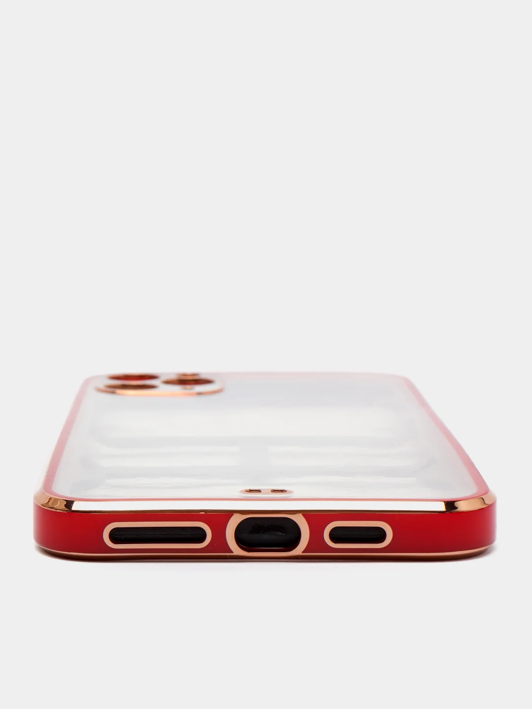 Красный чехол-накладка для iPhone 11, 11 Pro, 11 ProMax, силиконовый, с золотым ободком