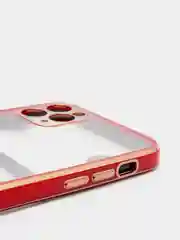 Красный чехол-накладка для iPhone 11, 11 Pro, 11 ProMax, силиконовый, с золотым ободком