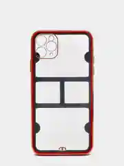 Красный чехол-накладка для iPhone 11, 11 Pro, 11 ProMax, силиконовый, с золотым ободком