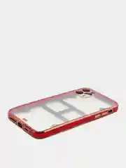 Красный чехол-накладка для iPhone 11, 11 Pro, 11 ProMax, силиконовый, с золотым ободком