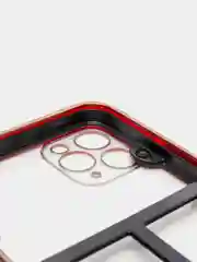 Красный чехол-накладка для iPhone 11, 11 Pro, 11 ProMax, силиконовый, с золотым ободком